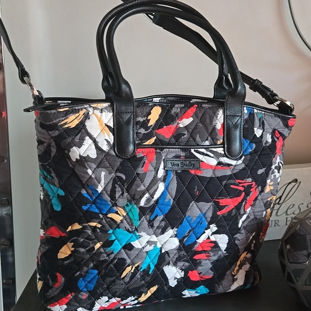 Vera Bradley Black and Multicolor Quilted Tote